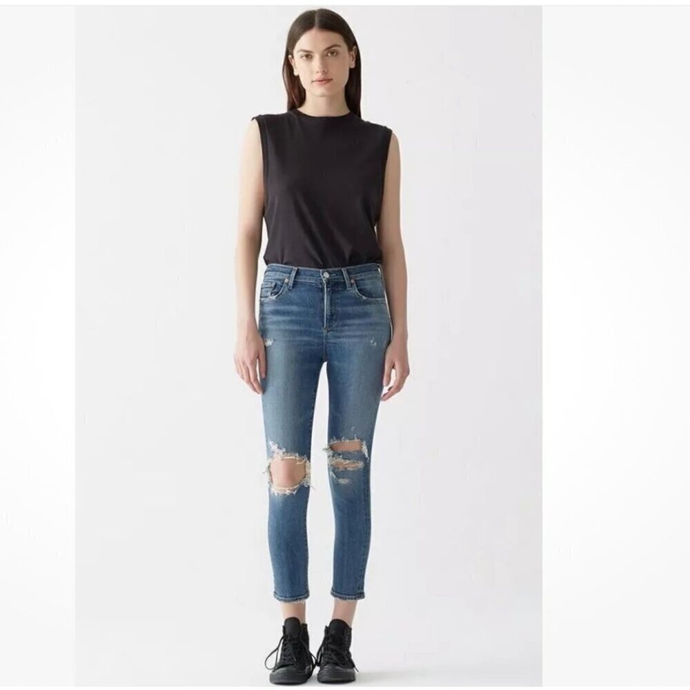 AGOLDE 26 (2) Sophie High Rise Women’s Skinny Crop Jeans Distressed A018 E-843